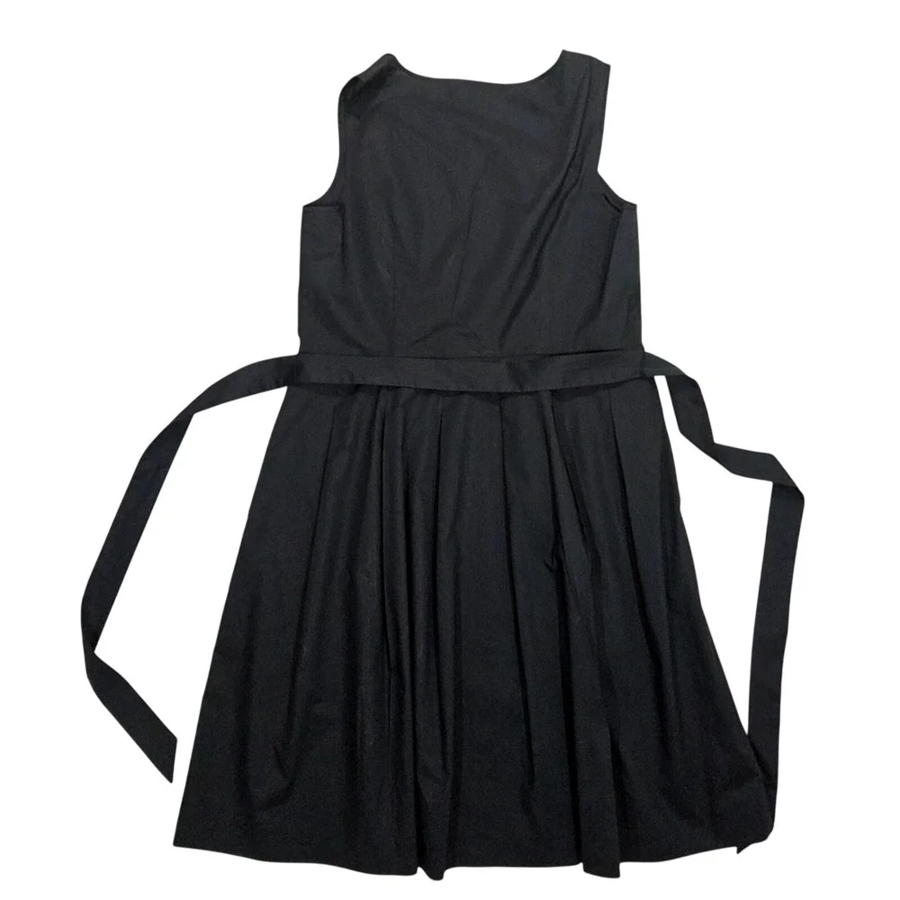 Talbots Popline Fit & Flare Dress 16 Sleeveless Midi‎ Black Rockabilly 50s 50s